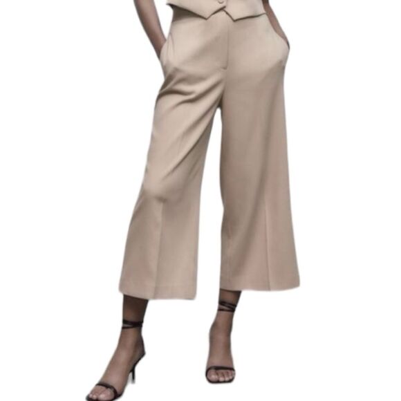ZARA Pants Wide Leg Copped Culottes Size S • BLOGGER FAVORITE • NEW WITH TAGS • - Picture 3 of 10
